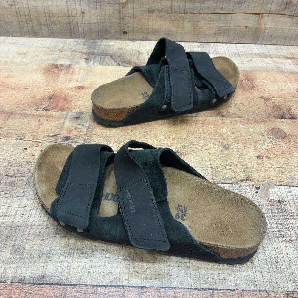 Birkenstock Sandals Womens Size 8 39 black Suede Hook & Loop Slide Shoes